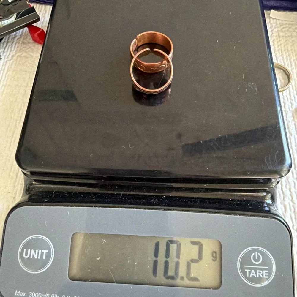Vintage Tibetan Copper Artisan Ring Set 2 Adjustable Band Size 8 10.2g